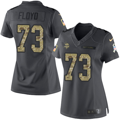 Women's Limited Sharrif Floyd Nike Jersey Black - #73 2016 Salute to Service NFL Minnesota Vikings